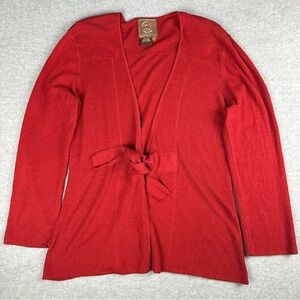 Double D Ranch Linen Blend Cardigan Womens Large Front Tie Casual Boho Western